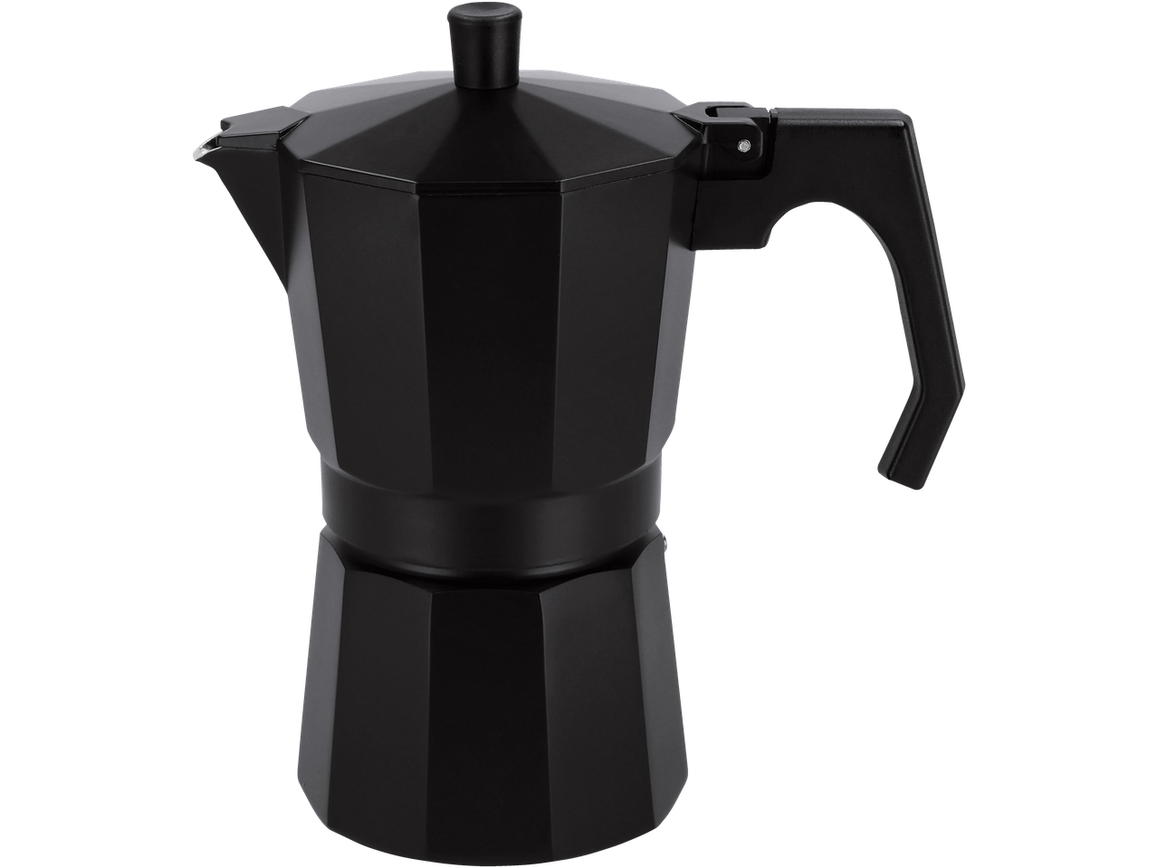 SILVERCREST Espressokanne: Juodas šešiakampis moka puodas su rankena