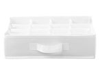 Contenitore organizer bianco con 16 scomparti e maniglia frontale.