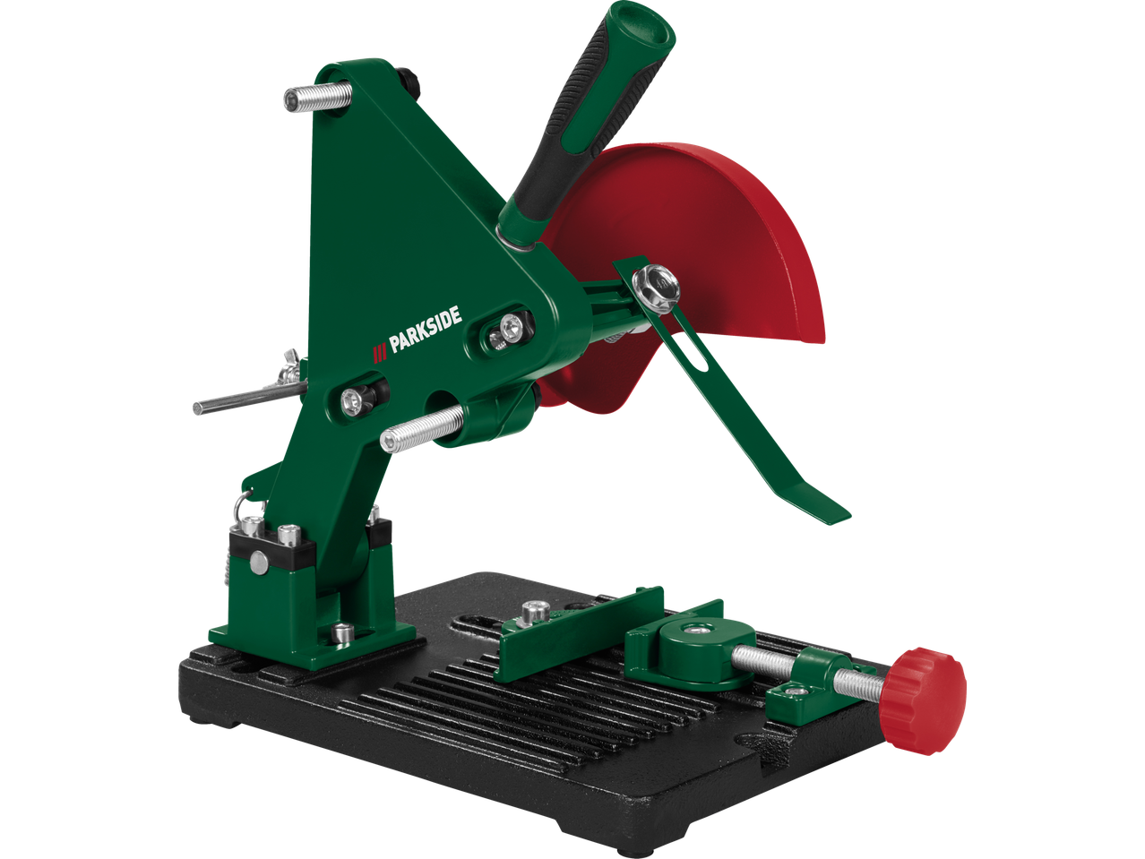 Parkside® PWS kampinių šlifuoklių laikiklis su raudonu apsaugu ir žalia rankena