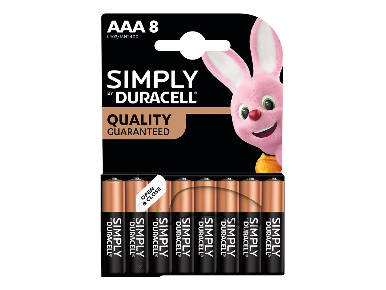 Een verpakking met 8 AAA-batterijen.