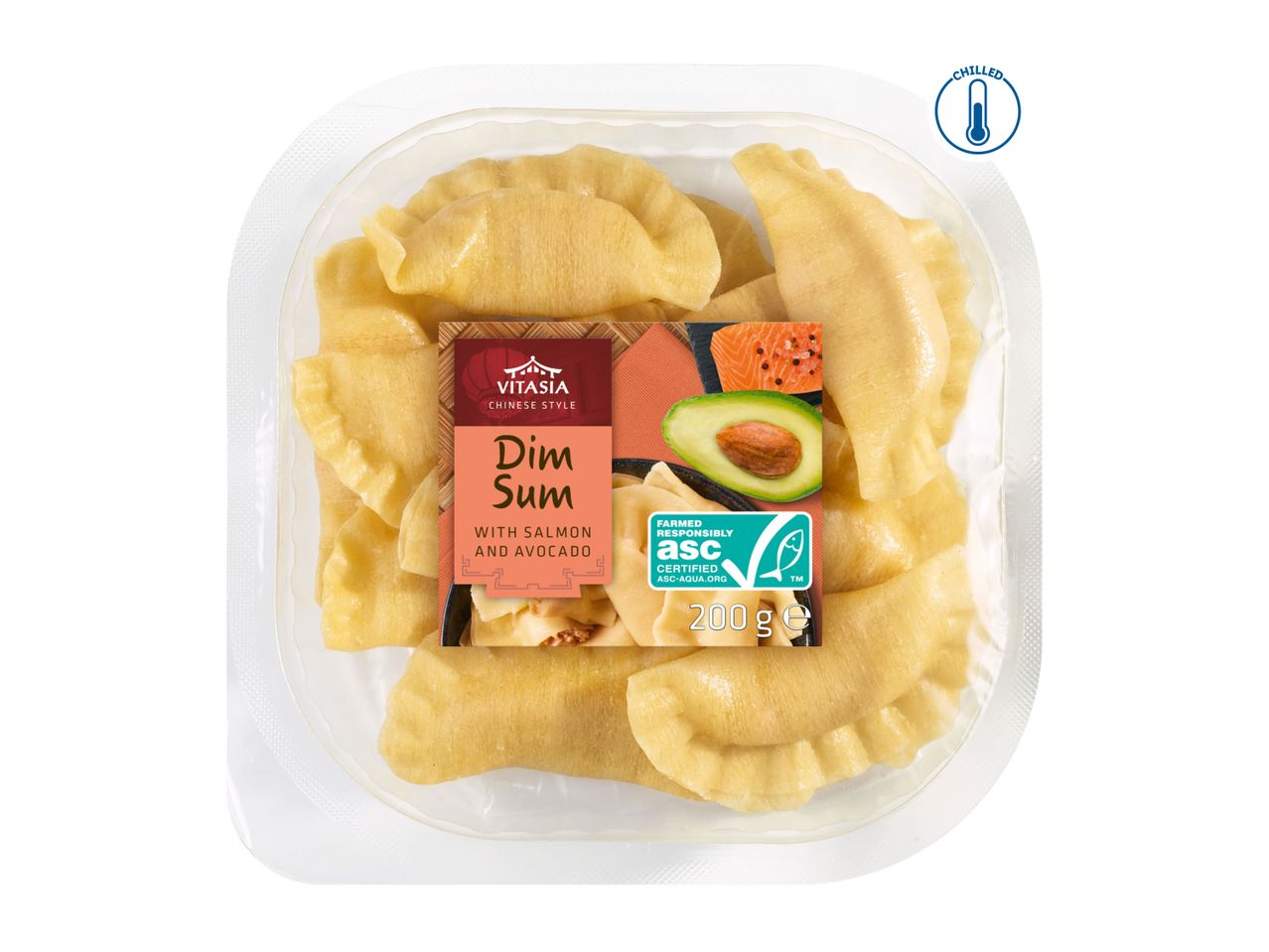 VitAsia Chinese-style Dim Sum with salmon and avocado, 200g chilled package.