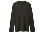 Мъжка тъмнозелена блуза с дълъг ръкав, копчета на деколтето и джоб на гърдите