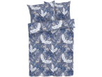 LIVARNO home Reversible Bedlinen with a blue floral and crane pattern.