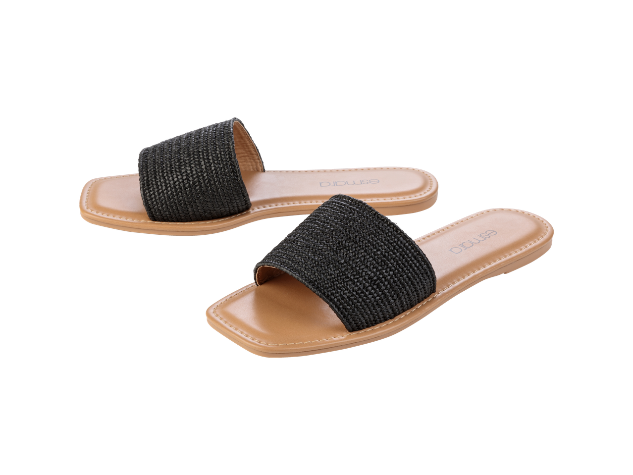 Espadrilles pretas Esmeralda: sandálias de verão em material trançado.