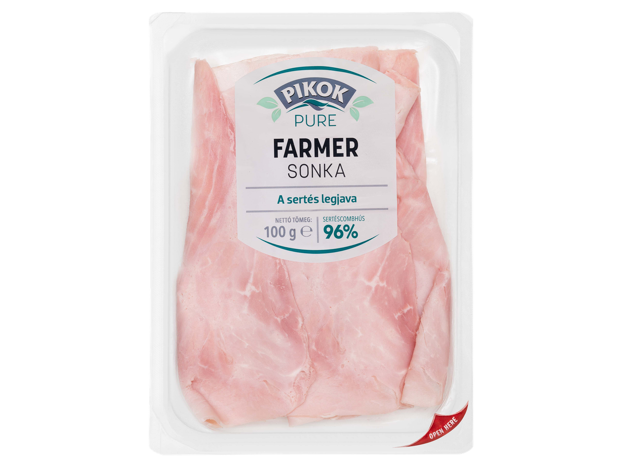 Szeletelt farmer sonka védőgázas csomagolásban.
