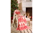 LIVARNO home Blanket with red and white Christmas pattern on a chair in a festive room.