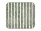 Green bath mat with white stripes and rounded corners.