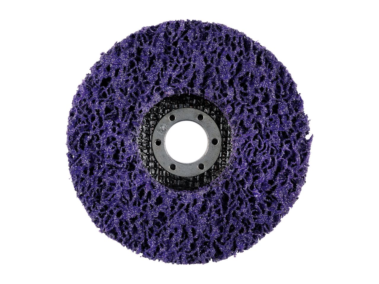 Purple stripping disc for angle grinders, isolated on a white background.