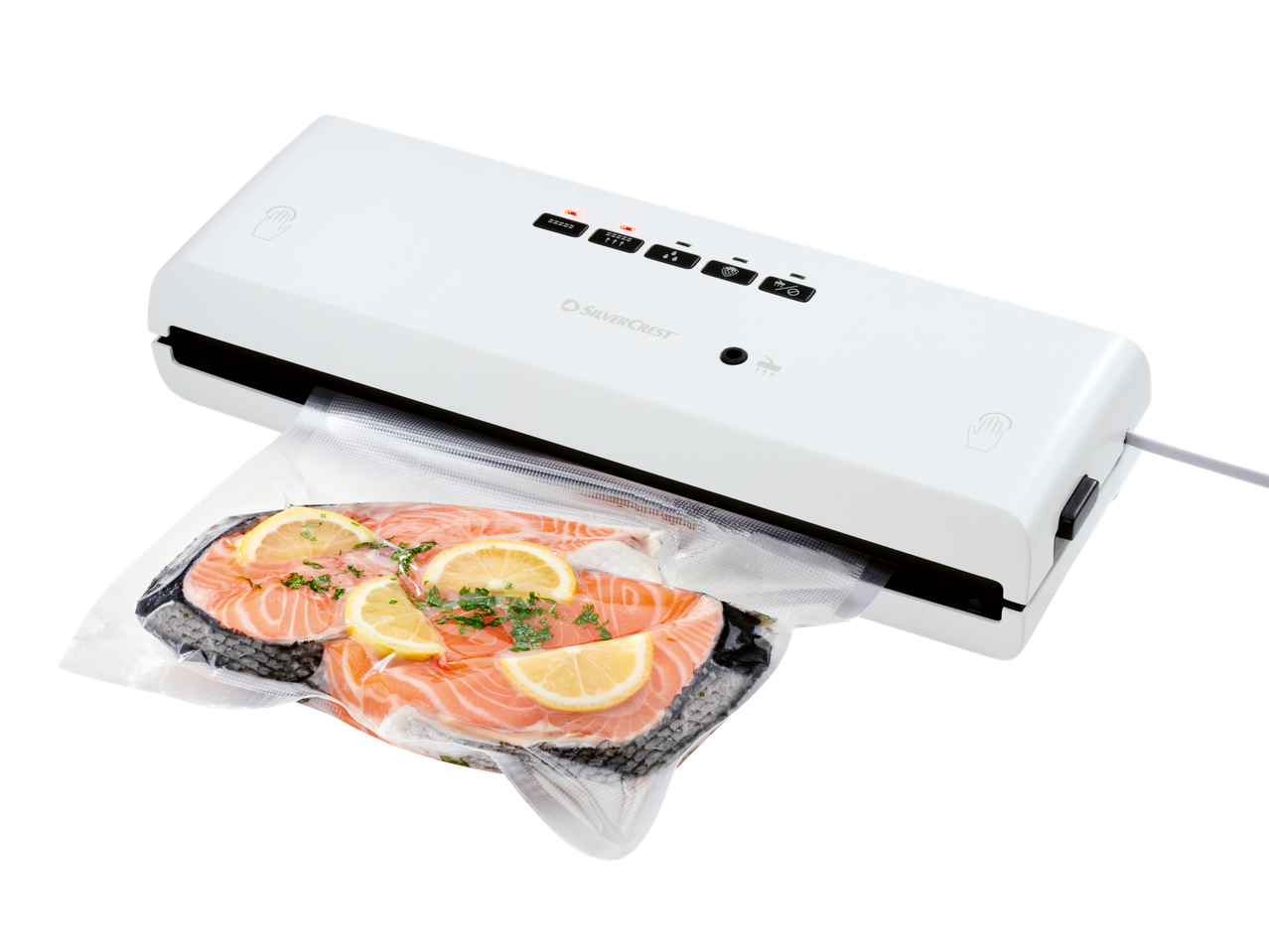 Silvercrest vaakumpakendaja värske lõhe ja sidruniga kotis