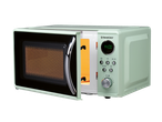 Silvercrest 700W microwave in light green with its door open, showing the interior.