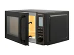 SilverCrest microwave oven with an open door, displaying the time 12:15.