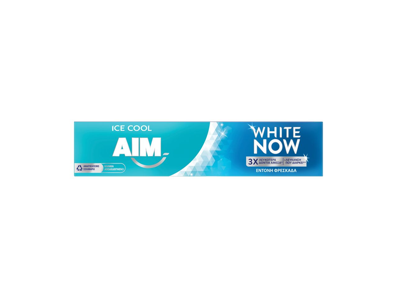 Οδοντόκρεμα AIM White Now Ice Cool για λευκά δόντια.