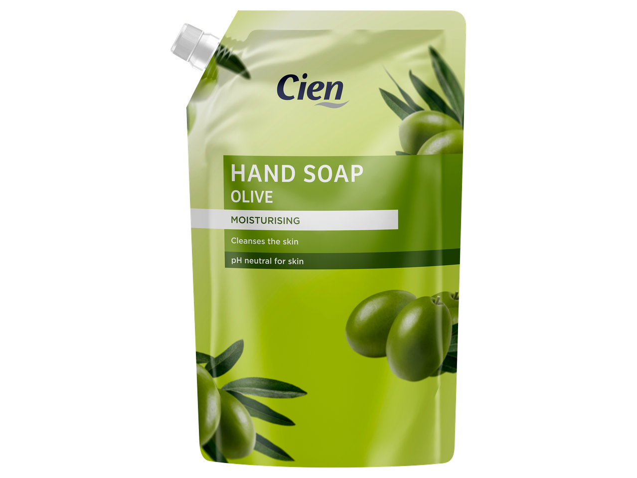 Recharge de savon liquide hydratant à l'olive, nettoyant la peau et au pH neutre.