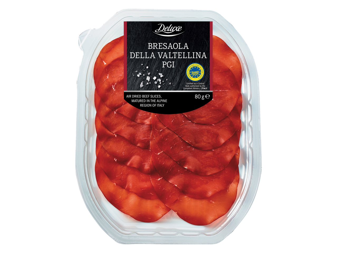 „Deluxe“ Bresaola della Valtellina PGI: džiovintos jautienos riekelės.
