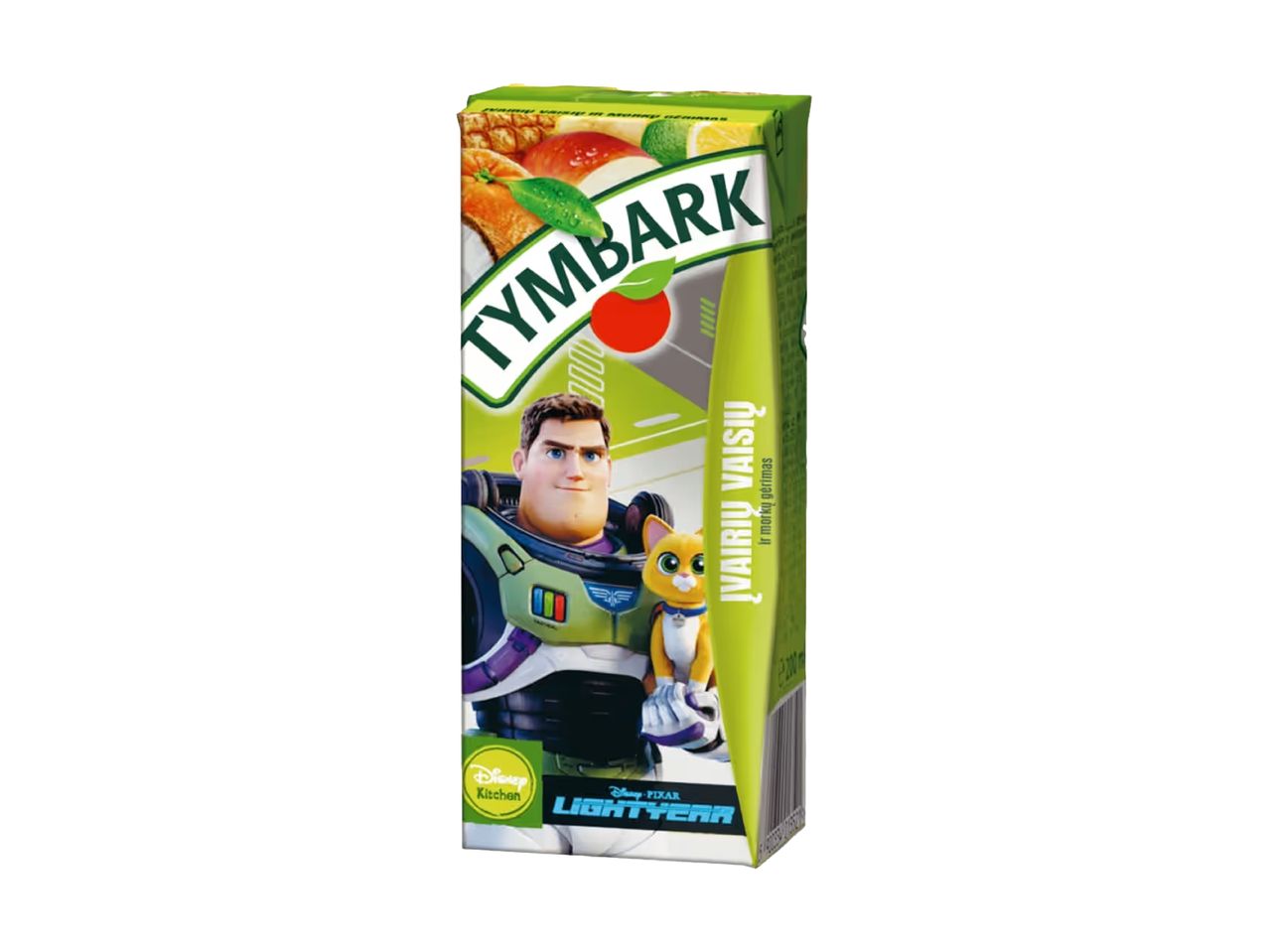 Tymbark sulčių dėžutė su 'Žaislų istorijos' personažais.
