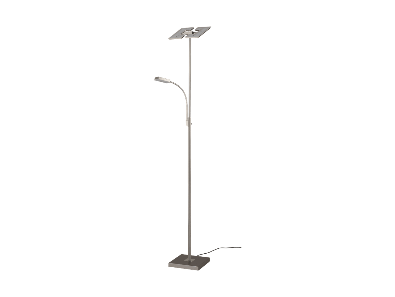 LED-Stehleuchte aus gebürstetem Metall mit flexiblem Leselicht