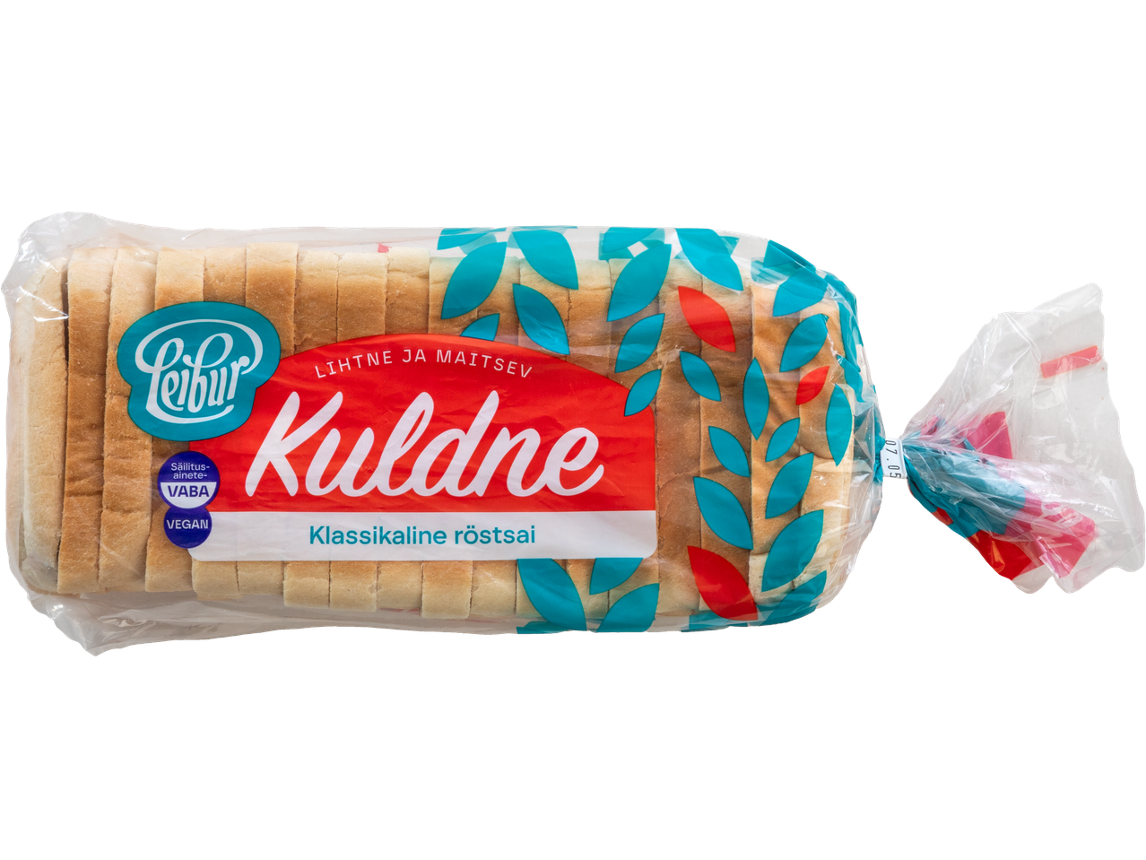 LEIBUR Kuldne klassikaline viilutatud röstsai lehedisainiga pakendis.