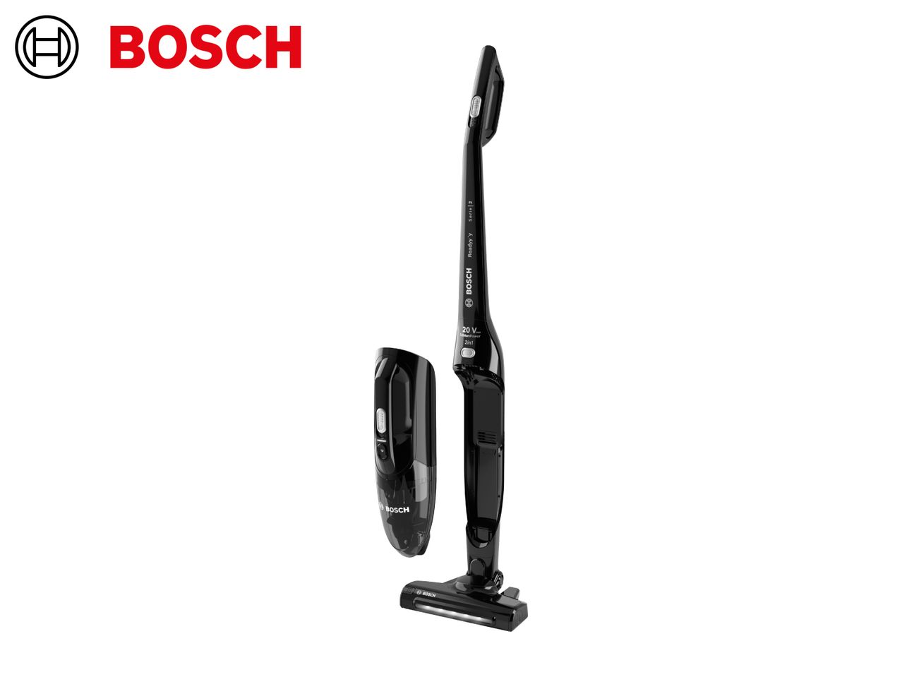 Black 2-in-1 cordless stick vacuum cleaner with a detachable handheld unit.