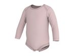 Light pink long-sleeved baby bodysuit with snap fasteners