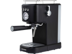 A black Bergner espresso machine with a retro design.