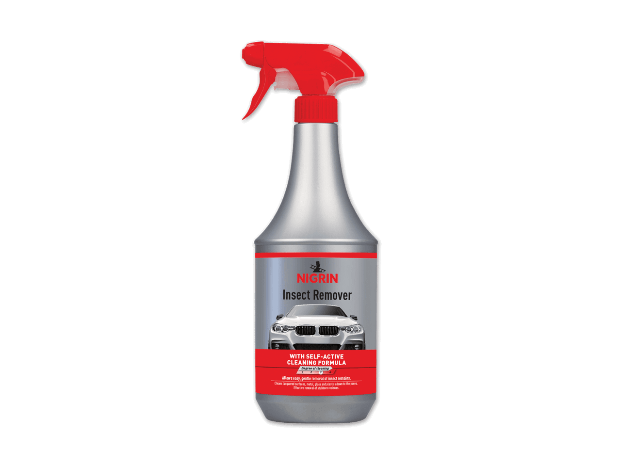 Insektenentferner mit selbstaktiver Reinigungsformel für lackierte Oberflächen, Metall, Glas und Kunststoffe.