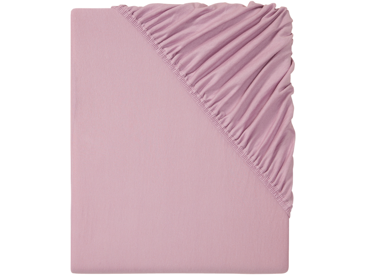 Light pink jersey fitted sheet.