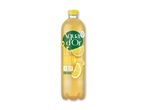 Flaske med iste med citronsmag, mærket 'Lemon Ice Tea Zero Sugar', med citronskiver.