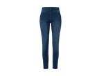 Dunkelblaue Jeanshose.
