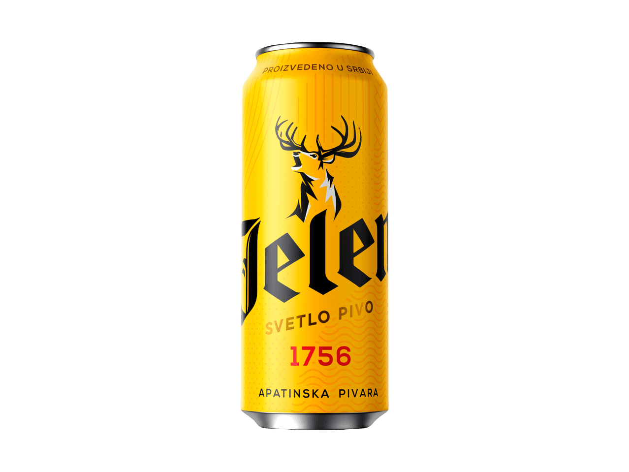 Eine Dose Jelen Svetlo Pivo, ein helles Bier aus der Apatinska Pivara in Serbien.