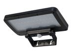 Black solar-powered LED security light with motion sensor