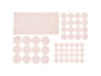 Pedaços de feltro rosa em vários formatos e tamanhos.