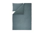 Teal blue duvet cover set with a pillowcase, made from a textured fabric.