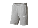 Graue Puma-Shorts mit weißem Logo.