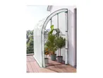 Lean-to greenhouse with potted plants on a balcony