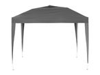 Grey foldable gazebo for outdoor use.