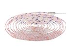 En oprullet LED-strip med 3M dobbeltklæbende tape på bagsiden og røde lysdioder.