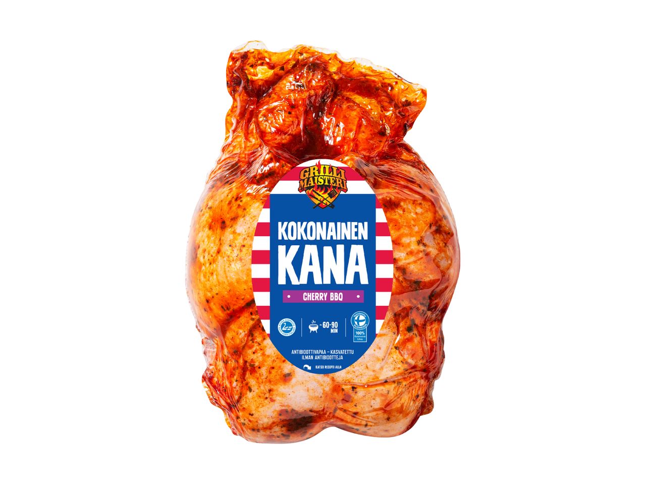 Grill Mesteri kokonainen kana kirsikka BBQ -marinadissa.