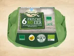 6 Bioland Bio-Eier der Marke Bayern in Papierzellpackung.