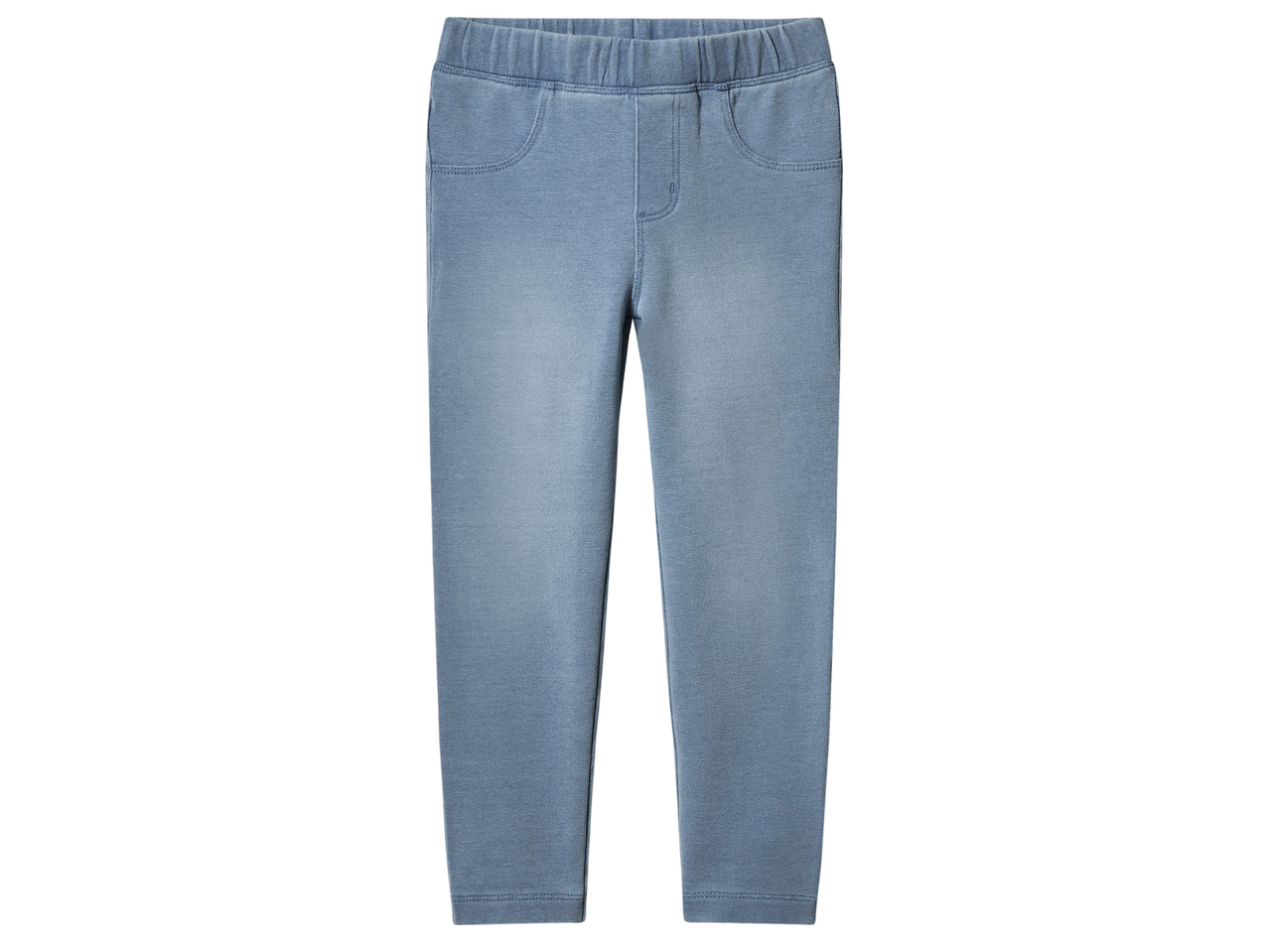 Детски клин в светлосин цвят с еластична талия и имитация на джобове.