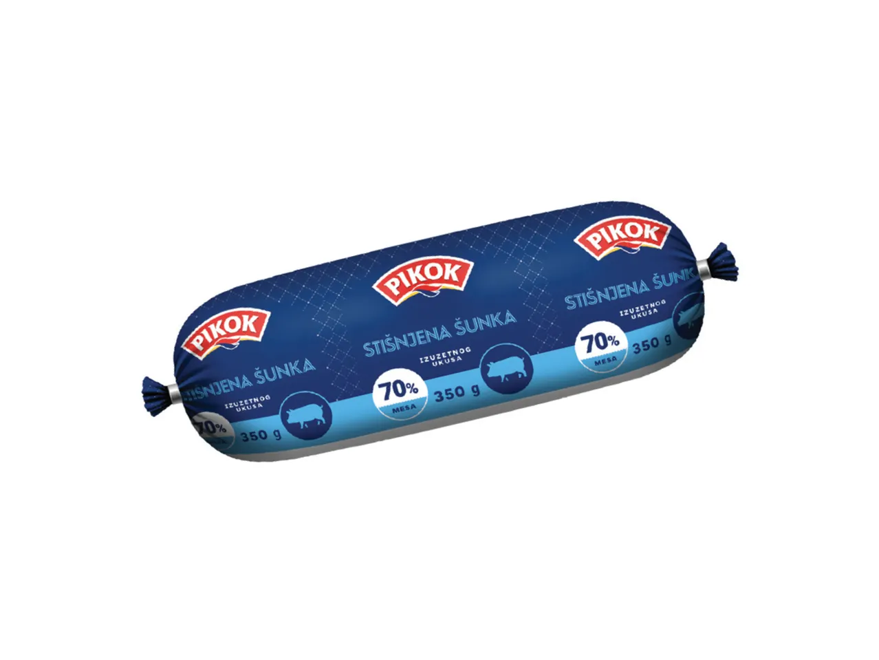 Pakovanje Pikok stisnjene šunke od 350g, 70% mesa.