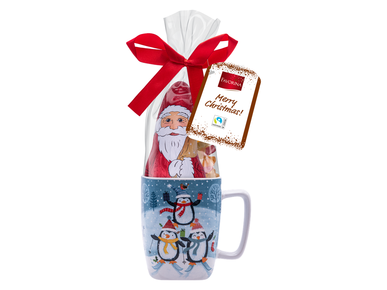 Tazza di Natale con cioccolato e caramelle