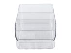 Clear plastic storage container with three compartments