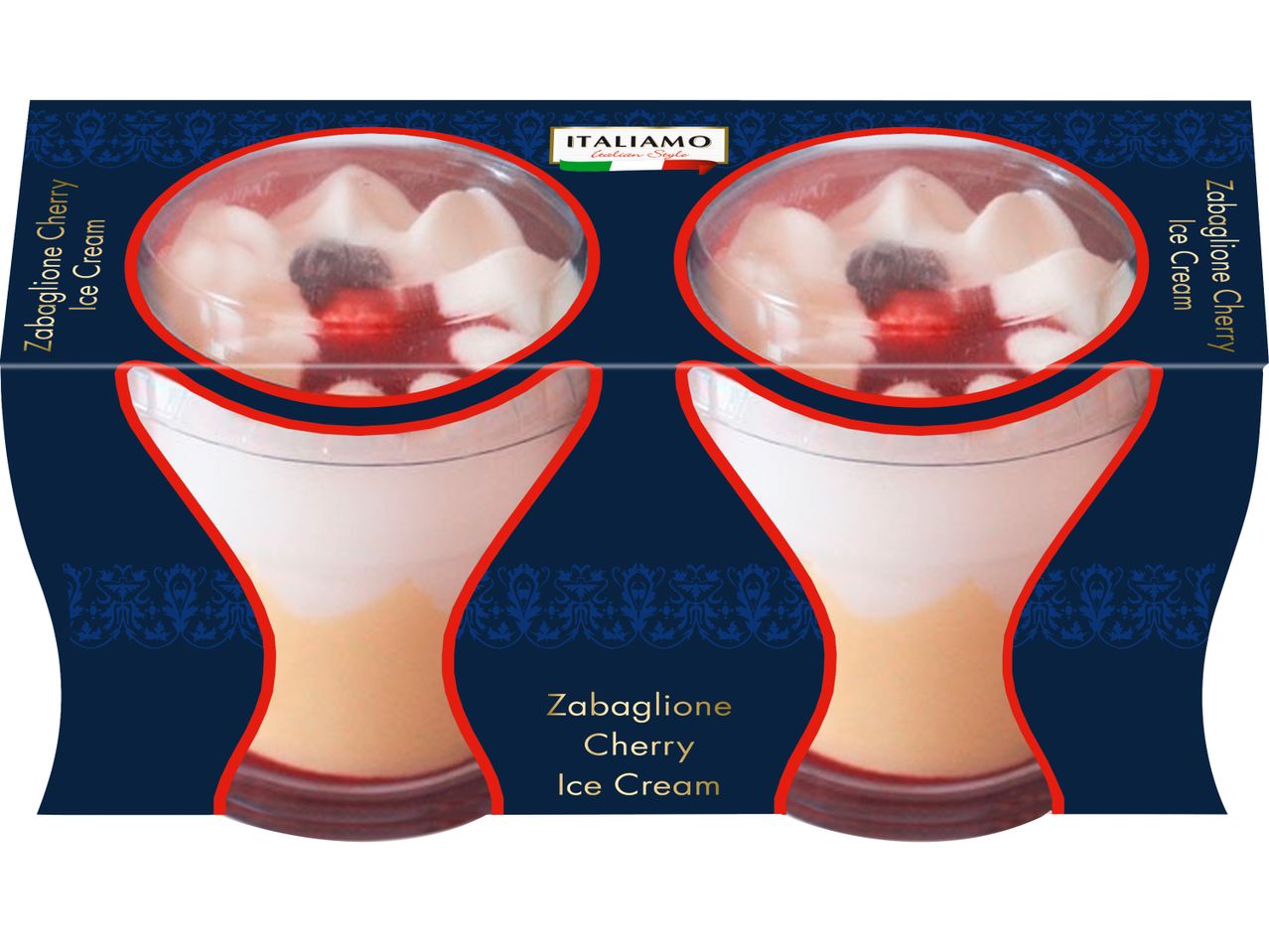 Опаковка за сладолед Zabaglione Cherry от ITALIAMO.