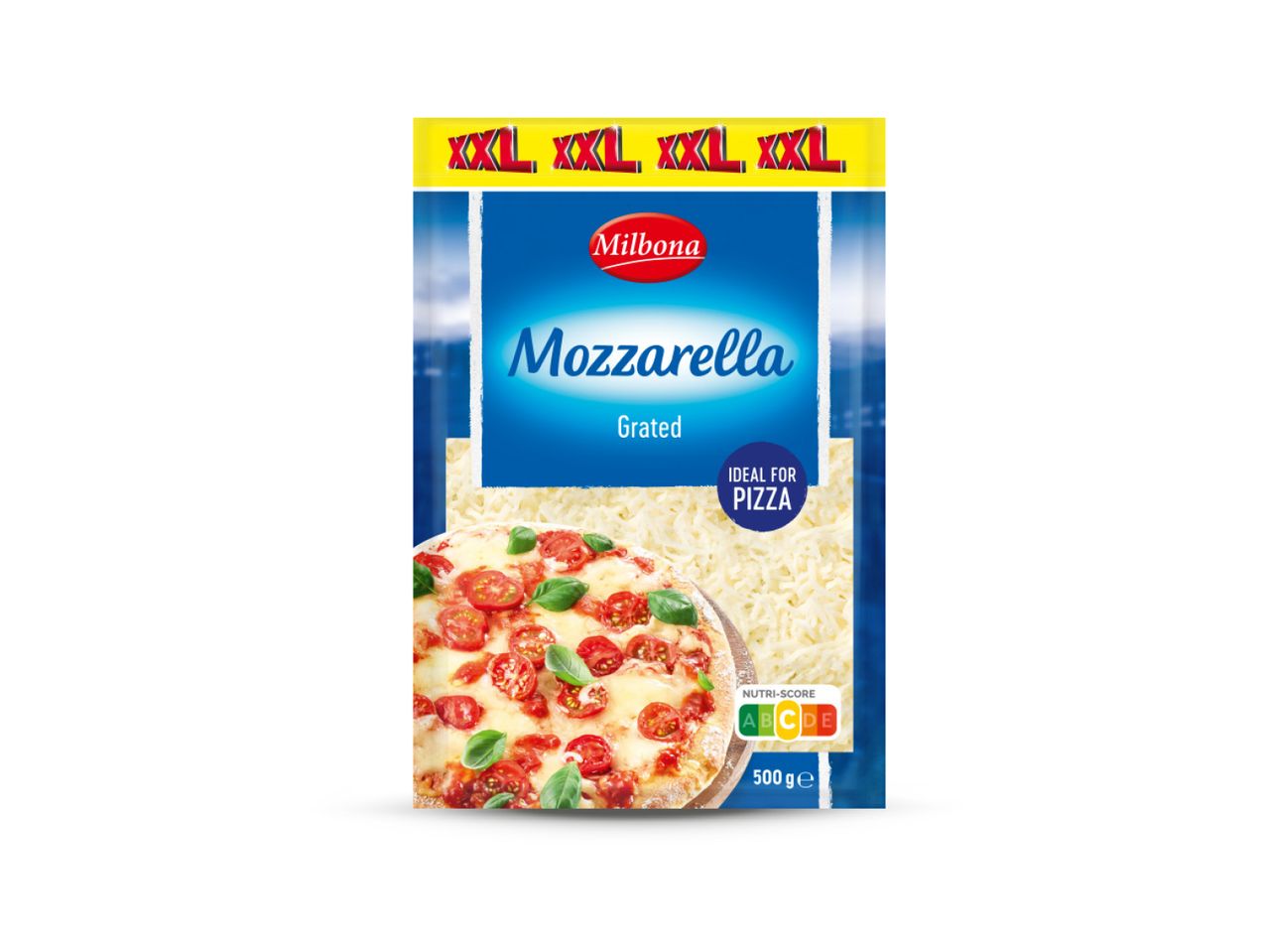 Milbona Mozzarella naribana, XXL pakiranje, idealna za pizzu, 500g.