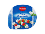 Milbona Mini Mozzarella com tomate cereja e manjericão em espetos.