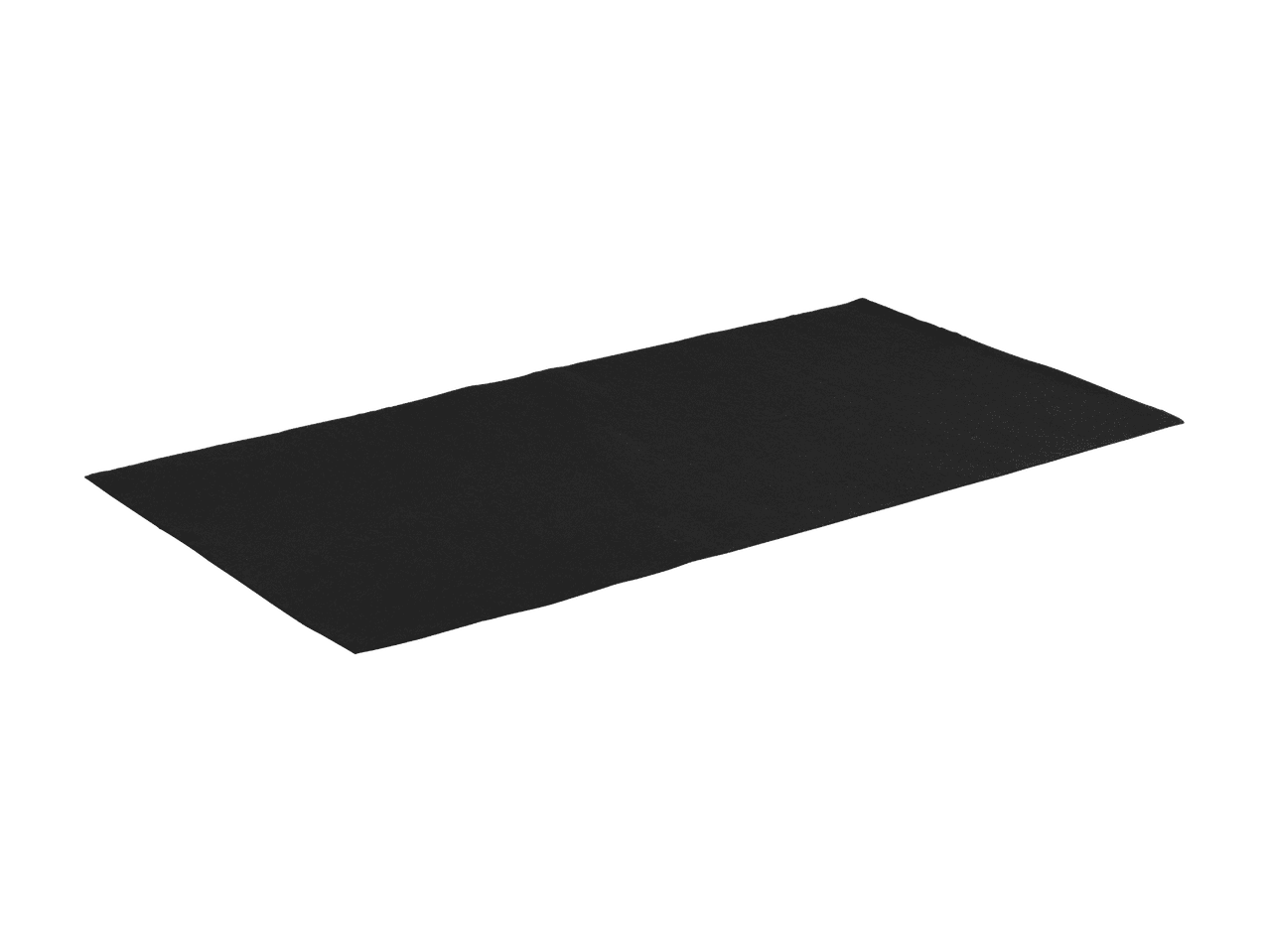 Schwarze Bodenschutzmatte in rechteckiger Form.