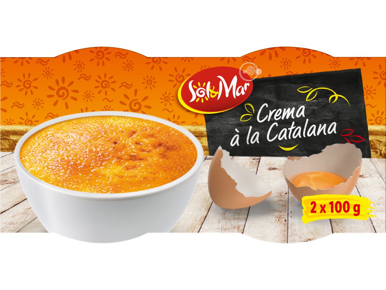 Crema Catalana kräm från Sol & Mar, 2×100 g portioner.