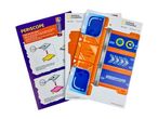 Three periscope craft kits with instructions, featuring orange and blue designs.