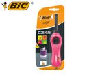 Pink long-reach lighter in packaging, with design elements and a candle lighting illustration.