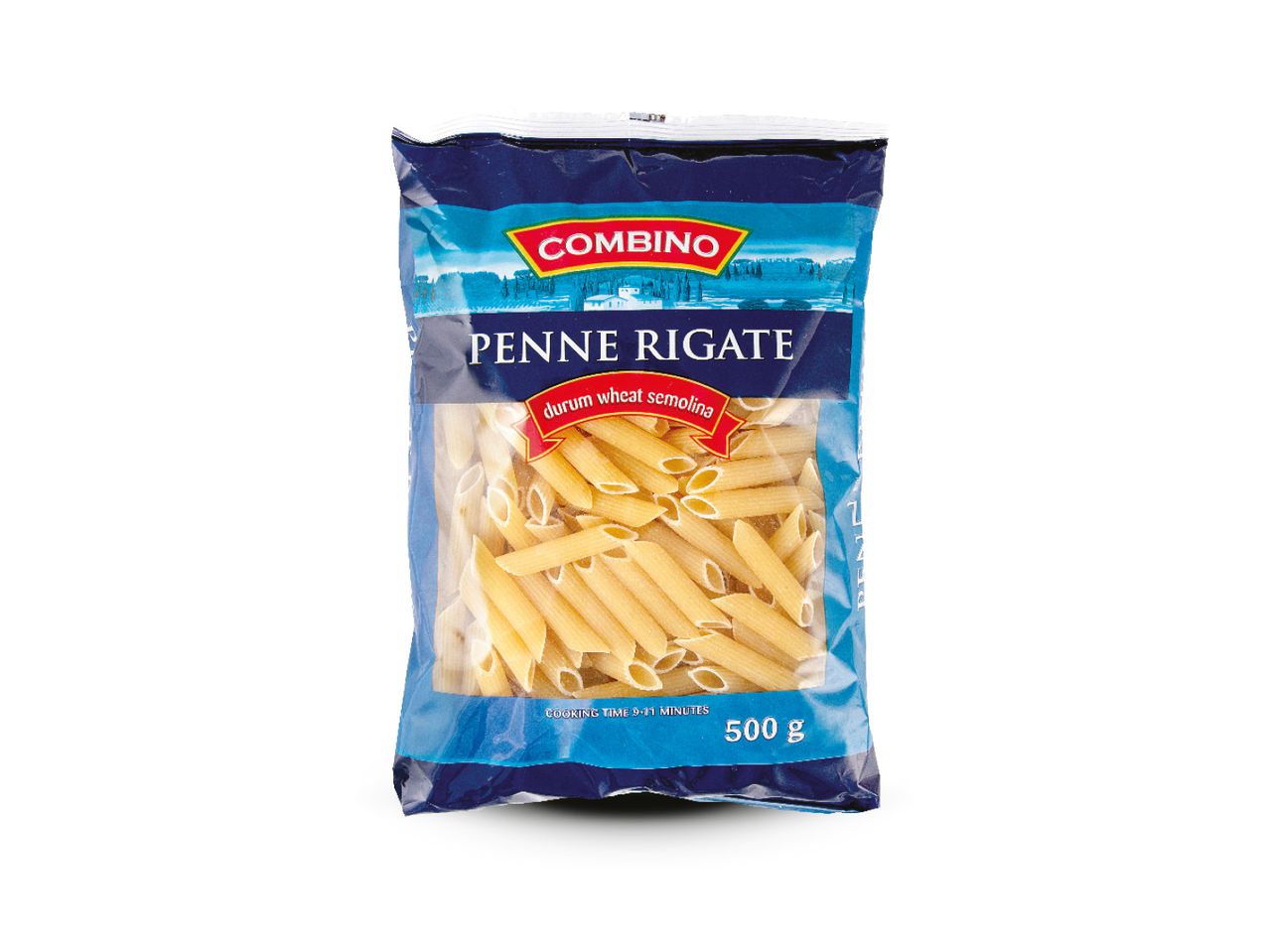 Pakiranje Combino Penne Rigate tjestenine od durum pšenične krupice, 500 g.